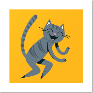 Cat dancing with joy Posters and Art